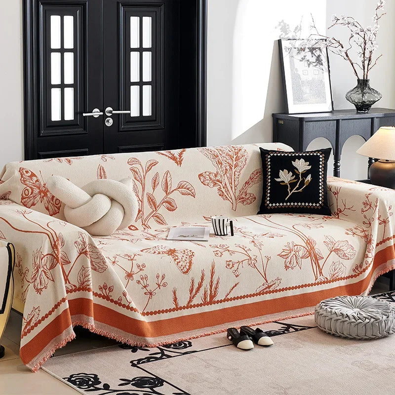 Vintage Flower Thicken chenille Sofa Cover Sofa Blanket simple cushion ins wind sand hair towel fashion lunch blanket Sofa Towel